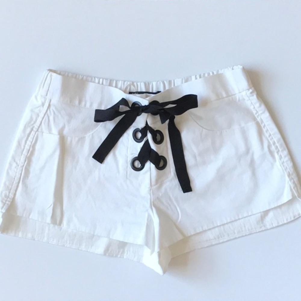 Zara Lace Up White Shorts- NWOT